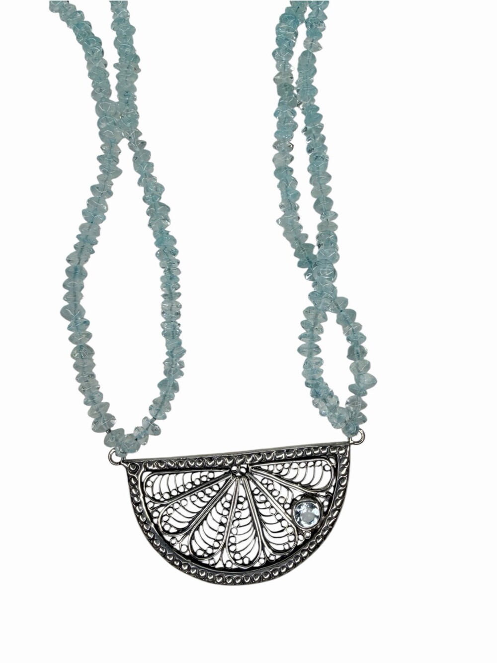 Cynthia Gale Sterling Silver Blue Topaz 15” Necklace